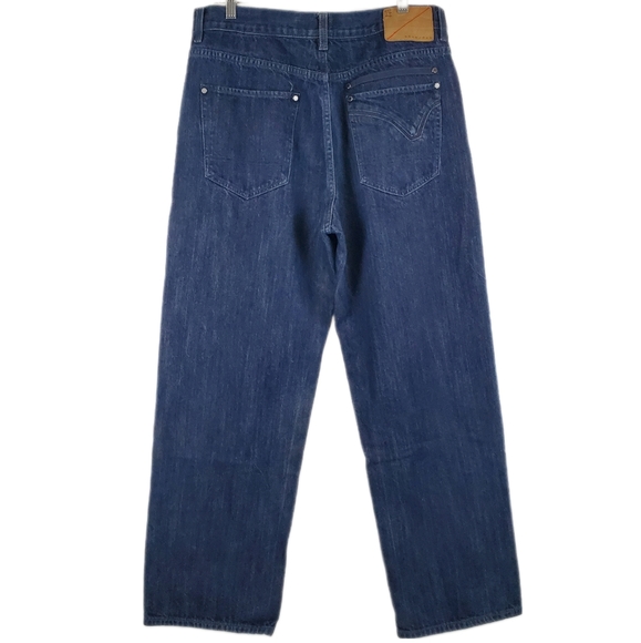Vintage Sean John Jeans Mens 34x32 Blue Denim Pants Y2K Baggy Wide Leg Skater - Picture 1 of 16